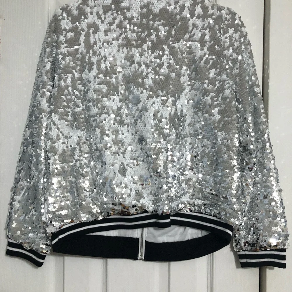 Wonder nation NWT sequin flippable plus size girls XL 14/16 full zip‎ up jacket